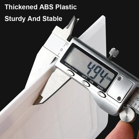 Measuring thickness of Sleek Abs Plastic Wall Access Panel With Rock Solid Self Adhesive Backing for accurate installation.