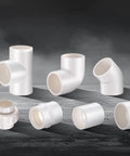 Various PVC pipe fittings including 2 Inch PVC Union Pipe Fitting Socket To Socket, 4 Pack Built Tough Heavy Duty DIY Schedule 40 Adapter