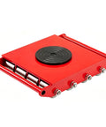 Heavy Hauler Machinery Mover Skate Dolly Rated For 24 Ton Loads, red steel dolly with roller wheels for easy machinery movement.