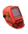 Premium Graphic Auto Darkening Welding Hood With ADF, Ultra Lightweight 1.26 Lb Helmet, ANSI Z87.1 Rated, red and black flame design