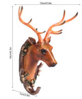 Vintage Deer Head Resin Wall Hook Hangs Heavy Coats Keys Totes And Towels Super Slick Home Decor Organizer, 15x16cm