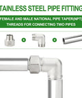 304 Stainless Steel Reducer Adapter Pipe Fitting 1 Inch NPT Male To 1-1/2 Inch NPT Female For Plumbing And Industrial Piping