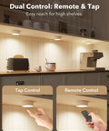 Rechargeable Puck Lights With Remote Control 2400mAh USB C Rechargeable Tap Lights Magnetic Under Cabinet Lighting in kitchen