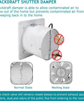 Backdraft shutter damper for 8 Inch Through Wall Exhaust Fan 110V 500 CFM White Built Tough Metal Housing Ideal For Kitchen Bathroom Laundry