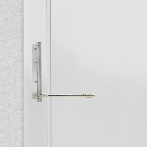 Automatic Stainless Steel Door Closer With Adjustable Tension And Quiet Spring Buffer installed on white door