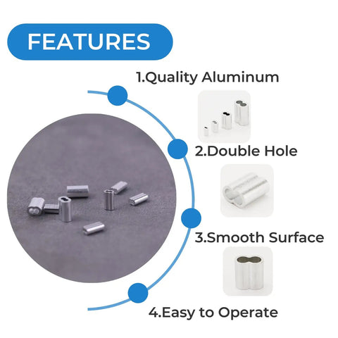 Heavy Duty Wire Rope Swager Tool Kit for Crimping Aluminum Ferrule Sleeves 0.1 to 2.2mm close-up of sleeves and features