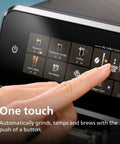 Touchscreen interface of Fully Automatic Espresso Machine With Built In Grinder And Milk Frother, 5 Presets, Glossy Black