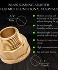 brass adapter 3/4 to 1 inch NPT, corrosion resistant, high strength, durable connection for multifunctional pipeline purposes