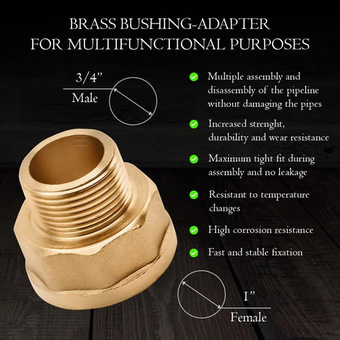 brass adapter 3/4 to 1 inch NPT, corrosion resistant, high strength, durable connection for multifunctional pipeline purposes