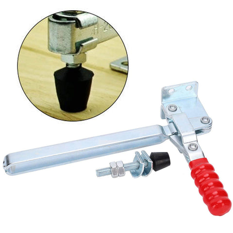 Vertical Toggle Clamp Beefy 180Kg Clamping Force With Lengthened Arm Iron Galvanized Quick Release Workholding Tool shown