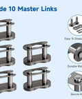 Heavy Duty Number 25 Roller Chain Kit 10 Feet With 480 Links Includes 10 Master Links And Chain Breaker Tool For Go Karts image