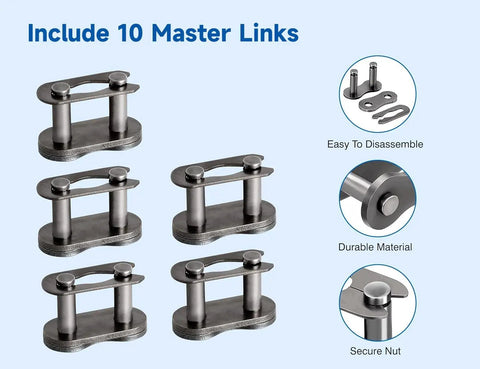 Heavy Duty Number 25 Roller Chain Kit 10 Feet With 480 Links Includes 10 Master Links And Chain Breaker Tool For Go Karts image