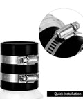 QWORK Silent Check Valve CV-150, 1-1/2 in, spring-loaded valve with black body and stainless hose clamps