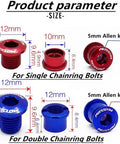 7075 T651 Aircraft Grade Chainring Bolts Kit For Road And MTB CNC Machined For Single Or Double Chainrings Includes 4.9mm And 6.4mm Bolts With Heat Treated Mounting Wrench Anodized Anti Corrosion diagram showing red and blue bolt sizes