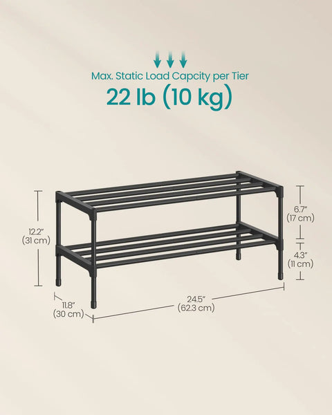 Heavy Duty Two Tier Stackable Metal Shoe Rack Organizer For Fresh Kicks And Comfy Loafers Dope Entryway Footwear Keeper With Reinforced Steel Storage Shelf