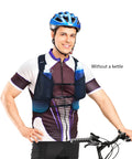 Cyclist wearing Ultra Lightweight 3L Hydration Vest For Hiking And Trail Running On The Go Leakproof Water Backpack with bottles