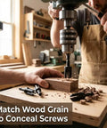 Straight Up Heavy Duty Tapered Plug Cutters Three Piece HSS Set in use on wood for concealed screw fitting.