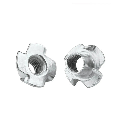 M3 to M12 Zinc Four-Claw T Nut Blind Inserts for Speaker Cabinets and DIY Furniture, Wing Nut Style Fasteners, Carbon Steel Construction