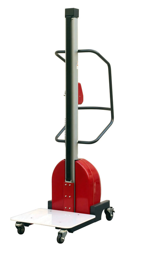 Heavy Duty Electric Lift Work Positioner Truck With 330 Lbs Capacity And 59 Inch Platform Rise For Easy Maintenance, steel design with push button control.