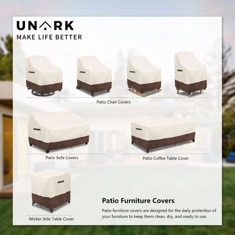 Outdoor Two Seater Loveseat Cover Waterproof Beefed Up Heavy Duty Patio Sofa Cover 58W x 33D x 32H Inches Beige And Brown Weatherproof
