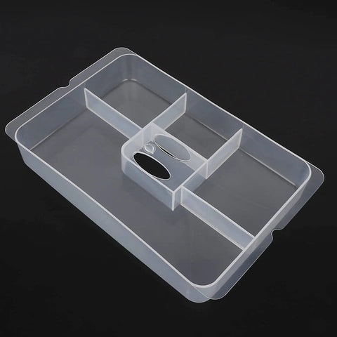 Removable tray for Grab And Go Removable Tray Sewing Basket With Handles For Quilting And Crafts, clear plastic, compartmentalized