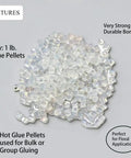 Top Shelf Premium Hot Melt Glue Pellets One Pound Pack, clear pellets, ideal for floral design and group gluing.