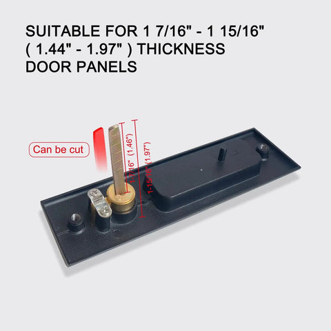 Privacy Pocket Door Lock With Key For Recessed Sliding Doors Mortise Style Hardware for 1.44 to 1.94 inch thick matte black panel