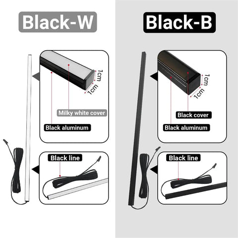Black LED Recessed Lighting Kit With Dope 8 Piece 3000K Warm White Wall Panel Lights showing black aluminum and milky cover