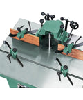 Straight Up 5 Hp Spindle Shaper With Three Quick Swap Arbors And Four Sick Speed Settings Built Tough For Heavy Duty Routing and Custom Woodworking Buildouts, showing precision tooling setup.