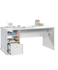 Game Changing Adjustable Sit Stand Computer Desk With Storage And Heavy Duty Home Office Craft Table Plus Vibe Ready Writing Desk For Modern Bedroom, white desk with shelves and drawer.