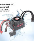 Waterproof 4370KV Brushless RC Car Motor With 45A ESC for 1 Tenth Scale RC Cars and Trucks shown with wires and connectors
