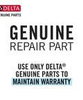 Image of Delta genuine repair part advertisement, emphasizing use of authentic parts to maintain warranty