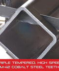 Tennax Pro Bi Metal Band Saw Blade cutting square steel tube, 11 ft long, 1 in wide, 0.035 in thick, heavy duty