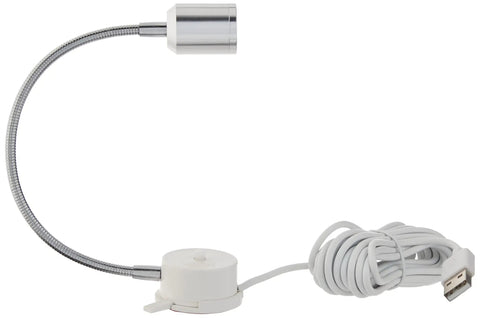 Bright Sewing Lamp With Flexible Chrome Arm, Bendable Desk Light For Crafting And Sewing Projects, White Base And Mount, 8 Ft Cord