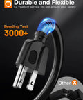 Durable 3 prong plug of 100 Ft Outdoor Extension Cord Waterproof And All Weather 16 Gauge 3 Prong Copper Plug Flexible UL Listed