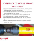 Bi-Metal Deep Cut Hole Saw With Arbor For Fast Metal Wood And Steel Cutting, Abrasion Resistant HSS Teeth, Three Quarter Inch Diameter, Two Inch Depth, NVP Progressive Pitch Technology, Heavy Duty Precision Tool ADCH0034 displayed with features list.
