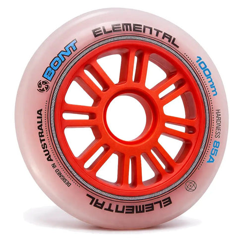 Front view of Elemental Inline Speed Skate Wheels 90mm Set Of 8 85A Urethane For Training And Racing With Grippy Indoor Outdoor Performance