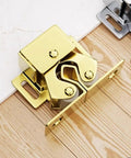 Six Pack Heavy Duty Metal Double Ball Roller Catch For Cabinet And Wardrobe Door close-up on gold latch details.