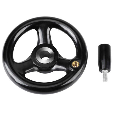 3 Spoke Round Hand Wheel With Removable Handle For Lathe And Mills Rock Solid Precision Tuning Control Engineering Plastic Build 12x100mm Black