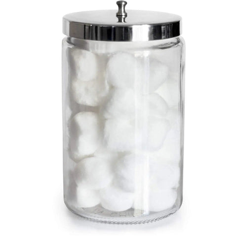 Decorative Clear Glass Apothecary Jar With Metal Lid For Kitchen Bathroom Or Laundry Organization Ideal Storage Canister
