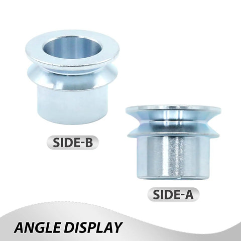 Hardcore 8 Piece Set 5/8 To 1/2 Inch High Misalignment Spacer Heims Zinc Plated Steel Rod End Joints Side A and B Display
