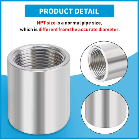 Beefy One Half Inch Female To One Half Inch Female Pipe Coupler Fitting About One Inch Long 304 Stainless Steel Connector