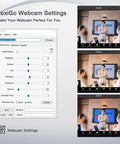 NexiGo HD Webcam settings interface displayed for Smooth As Butter 60Fps 1080P HD Webcam With Dual Noise Reducing Mics.