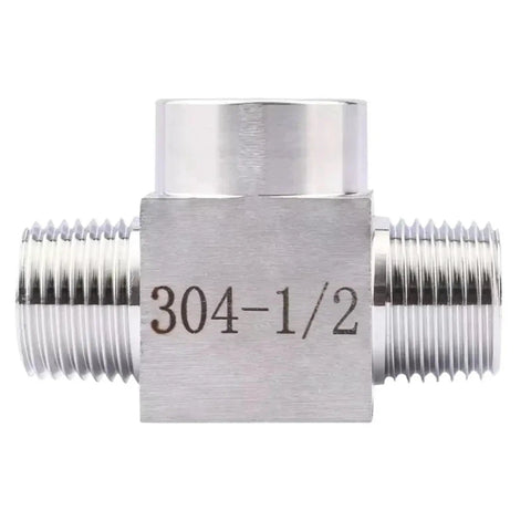 High Pressure Stainless Steel Pipe Tee Fitting Three Way BSPT NPT Male Female Splitter 1/2 Inch 304 Material Corrosion Resistant