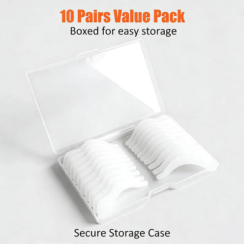 10 pairs of clear soft silicone eyeglass ear hooks in a storage case