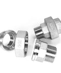 Built Tough 304 Stainless Steel Bsp Female To Female Coupling Union Connector Pipe Fitting displayed from multiple angles.