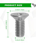 Hella Durable Stainless Steel Brake Disc Rotor Screws Heavy Duty Rust Proof Retaining Bolts Set For Front And Rear Honda Acura Hyundai Kia Dead Simple Installation size dimensions showing length and width of screw.