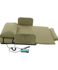 Heavy Duty Electric Bed Lift Backrest With 660 Lbs Capacity Sit Up Chair For Elderly And Disabled Patients features green fabric and remote control.
