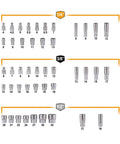 Socket sizes for Heavy Duty 126 Piece Socket Wrench Set With One Quarter Inch Three Eighths Inch And One Half Inch Drive