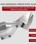 High quality carbon steel blade on Heavy Duty Cordless Electric Shears For Metal Sheet Cutting And Leather Trimming With 800W Brushless Motor.